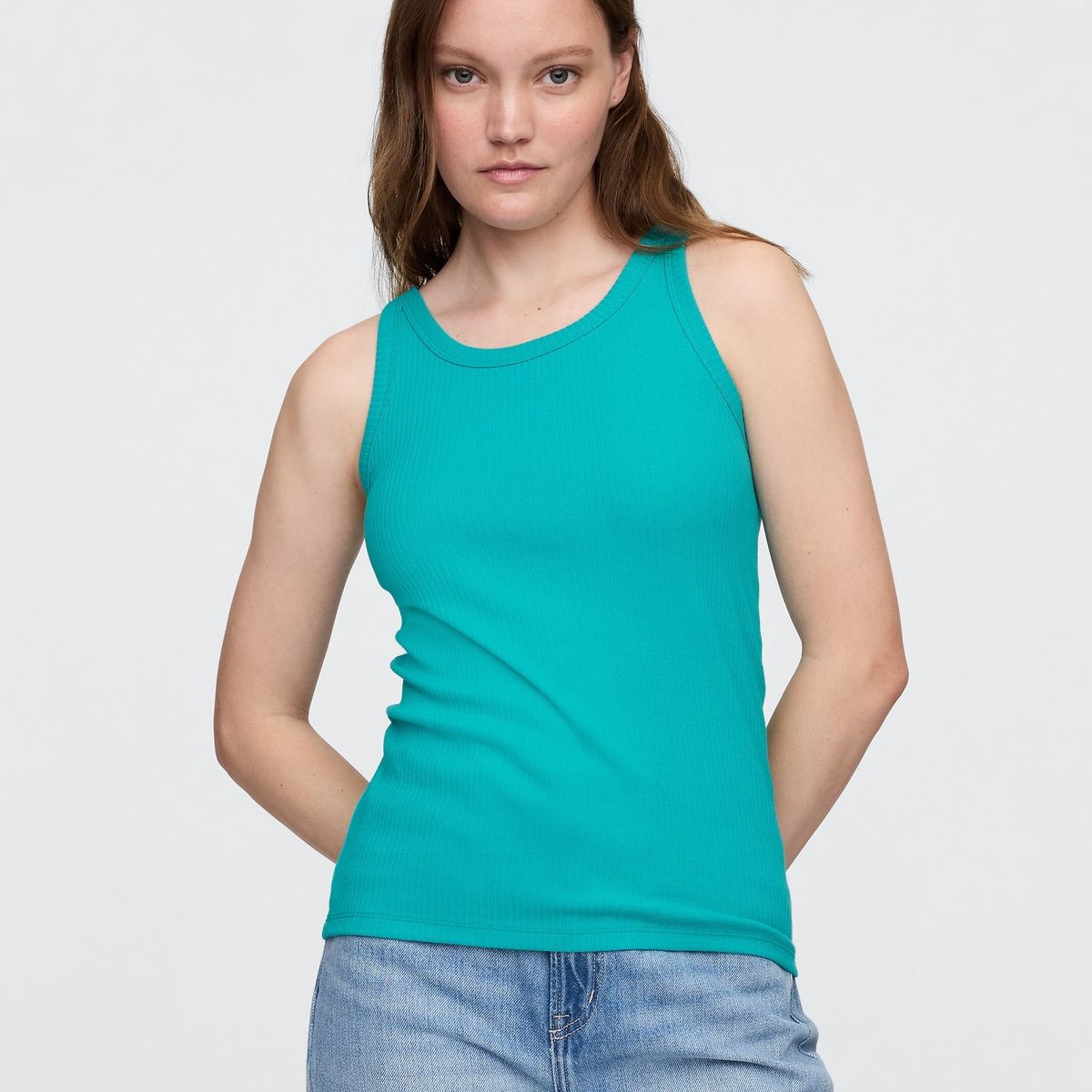 GAP - Polera Mujer Gap High Neck V25 2 Sin Manga Verde
