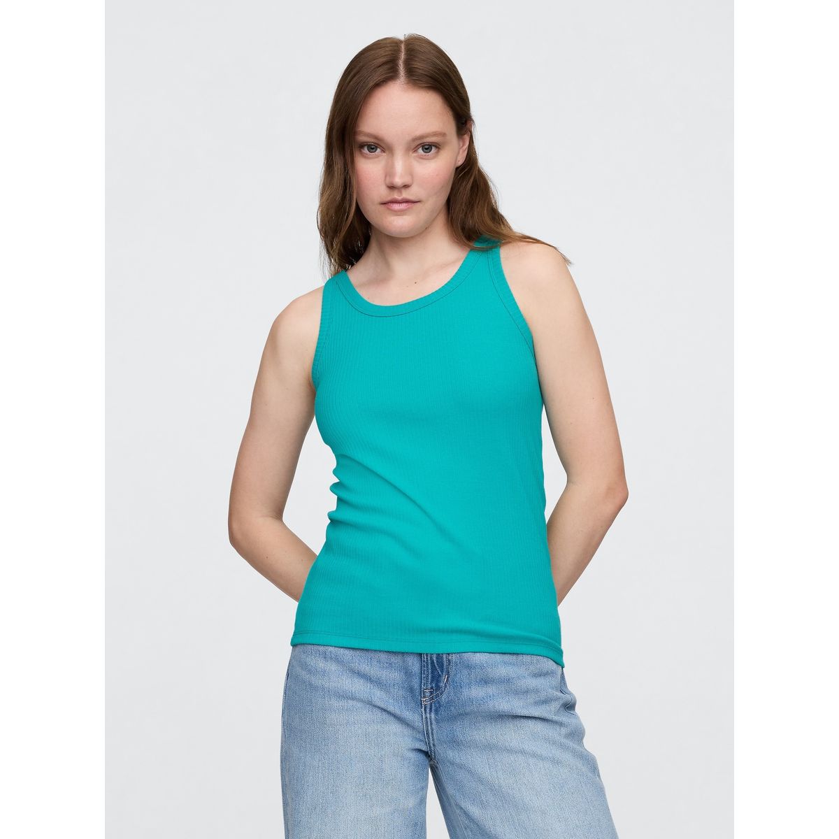 GAP - Polera Mujer Gap High Neck V25 2 Sin Manga Verde