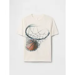 GAP - Polera Niño Basketball Manga Corta Blanco