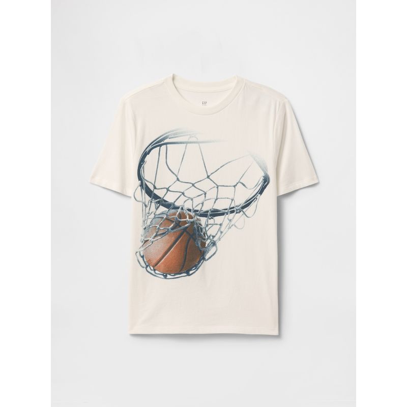 GAP - Polera Niño Basketball Manga Corta Blanco Gap