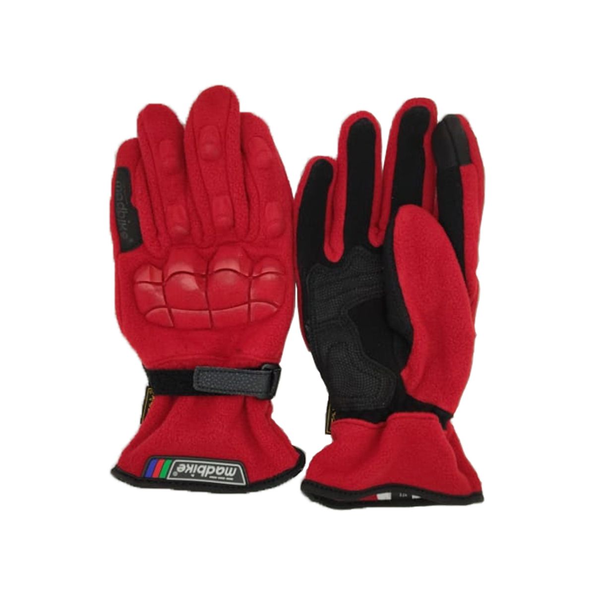 MADBIKE - Guantes Para Moto De Polar Con Protección Nudillos Rojo - PS