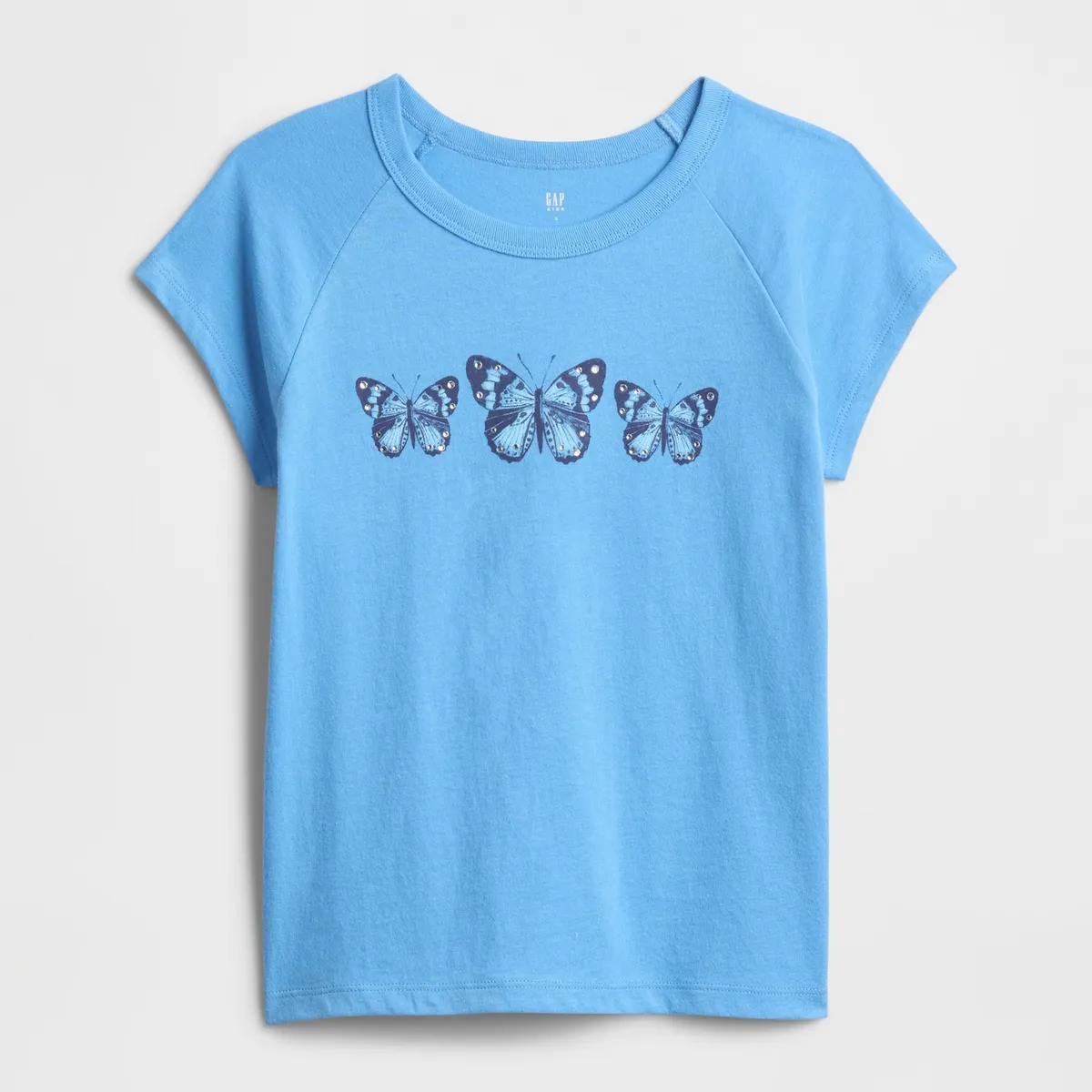 GAP - Polera Niña Raglan Manga Corta Azul Gap