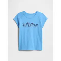 GAP - Polera Niña Raglan Manga Corta Azul