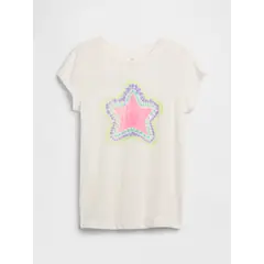 GAP - Polera Niña Star V25 Manga Corta Blanco