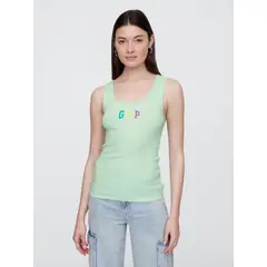GAP - Polera Mujer Logo Rib V25 2 Sin Manga Verde