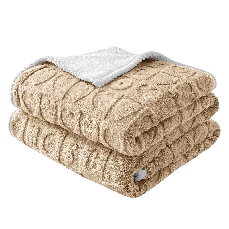 GENERICO - MANTA CORAZON CON CHIPORRO 1.5 PLAZAS - Beige - 1.5 Plazas