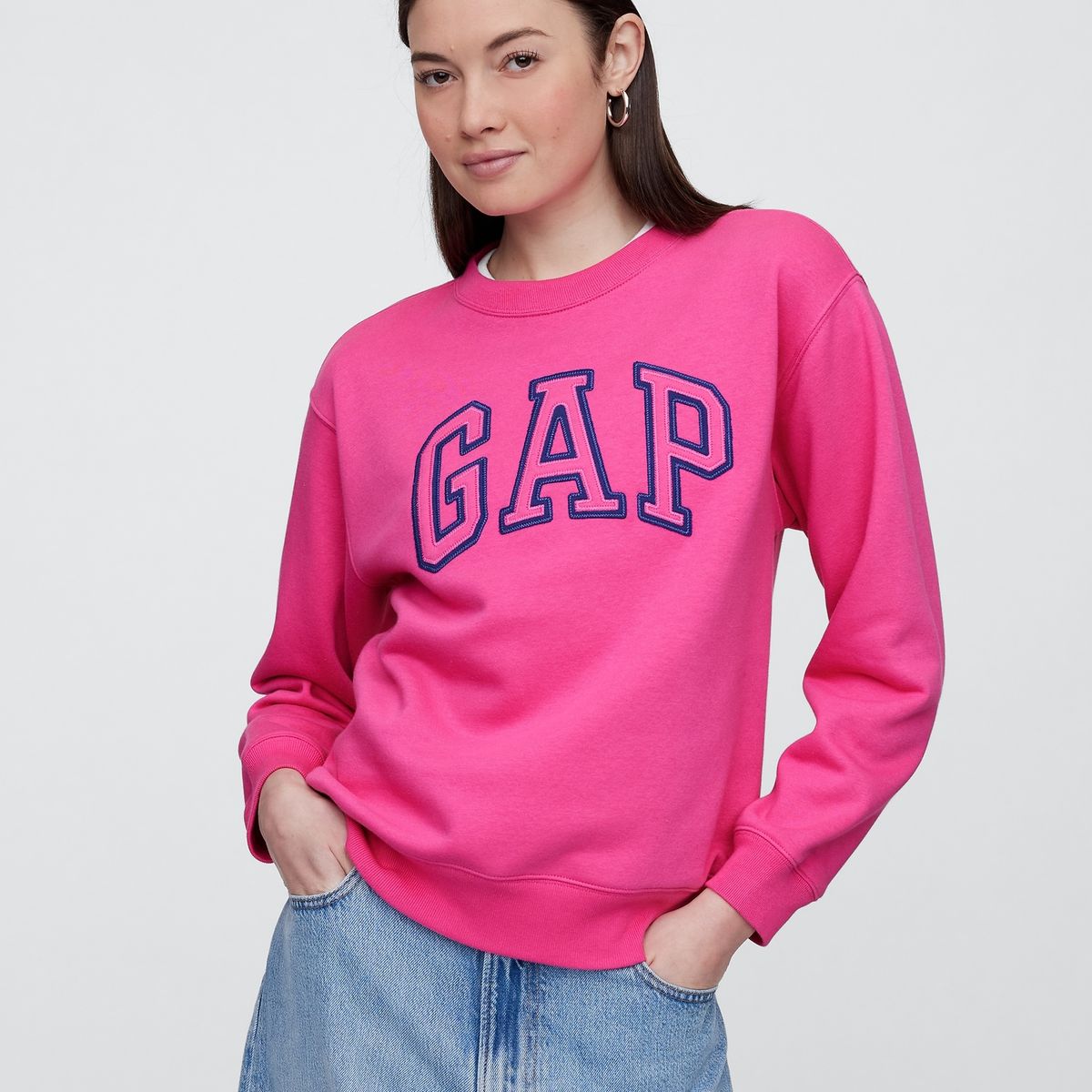 GAP - Polerón Mujer Logo Heritage Sin Cierre Rosado Gap