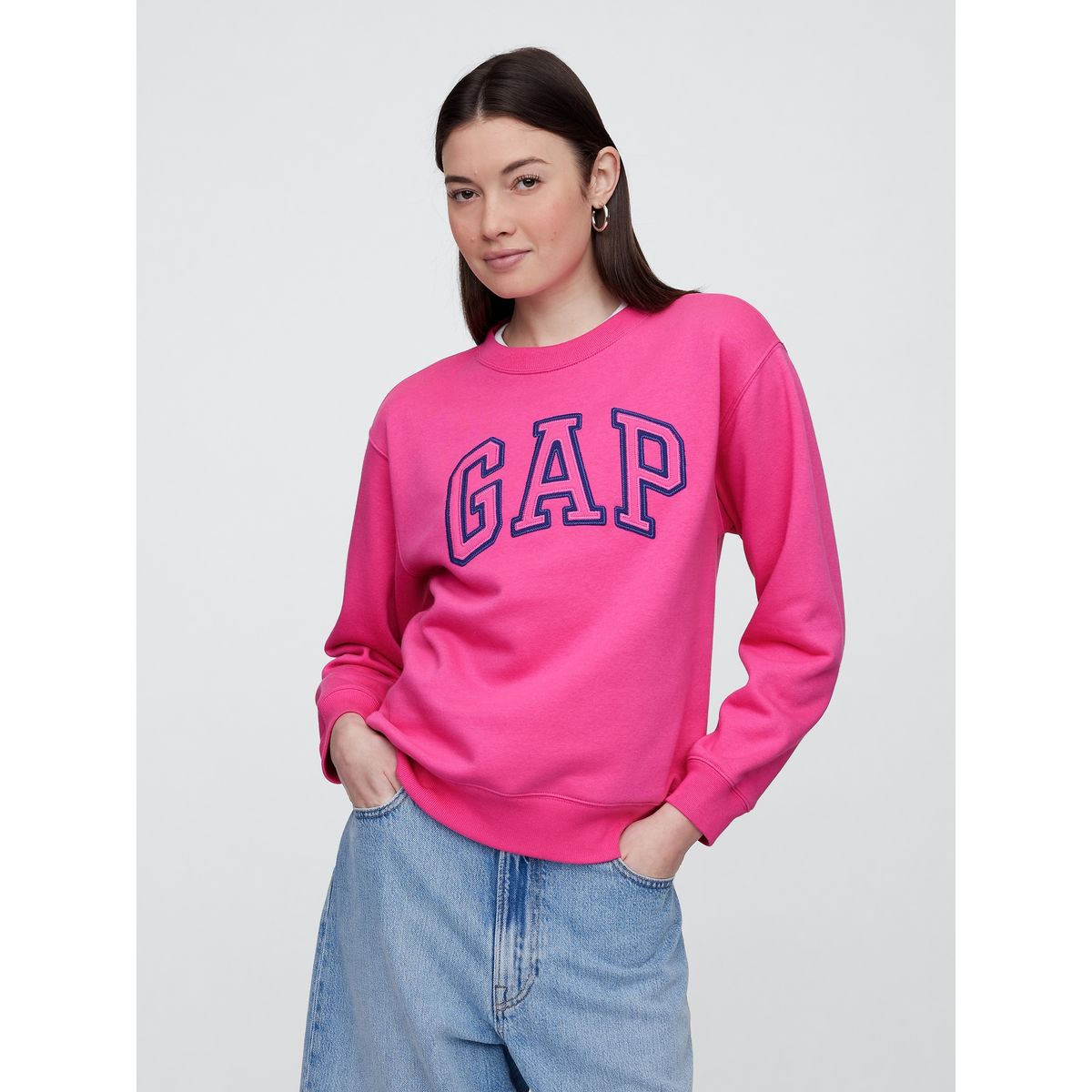 GAP - Polerón Mujer Logo Heritage Sin Cierre Rosado Gap