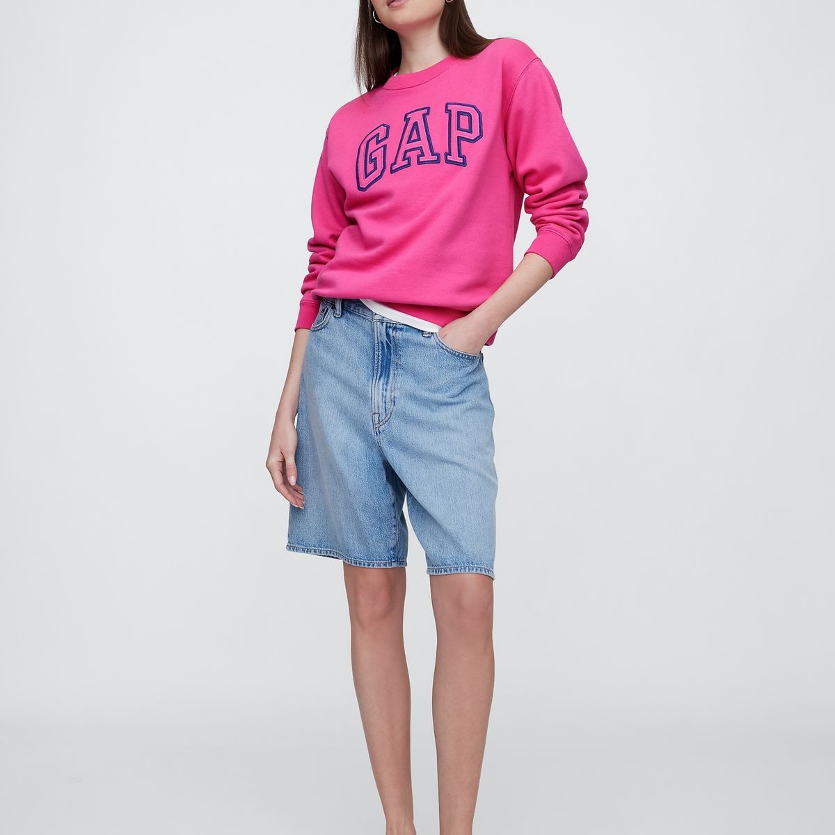 GAP - Polerón Mujer Logo Heritage Sin Cierre Rosado Gap