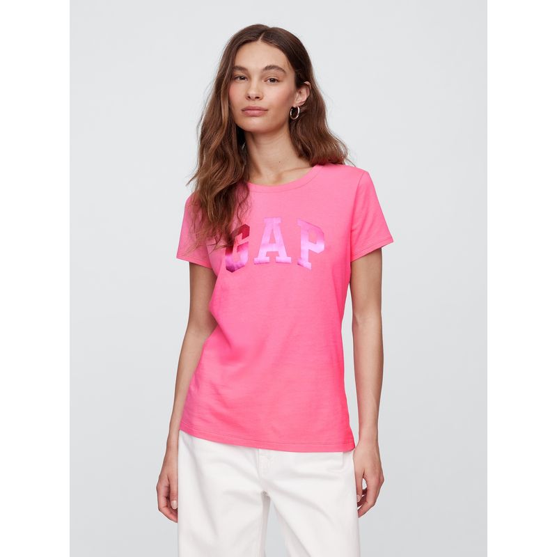 GAP - Polera Mujer Logo Shine Manga Corta Rosado Gap