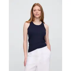 GAP - Polera Mujer High Neck Rib V25 Sin Manga Azul