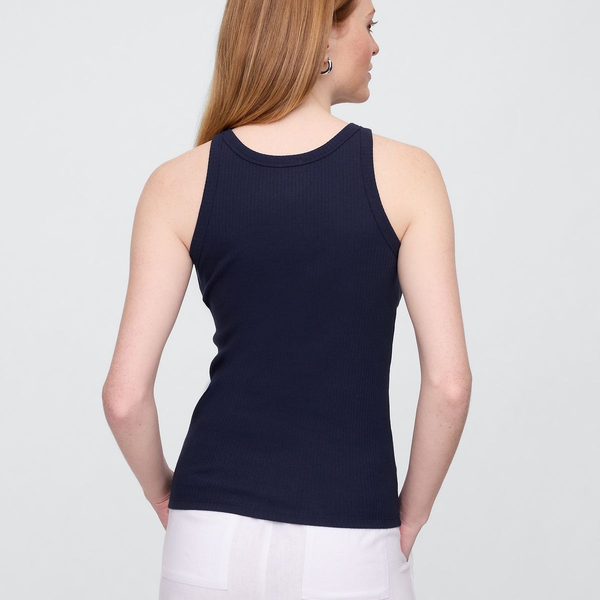 GAP - Polera Mujer High Neck Rib V25 Sin Manga Azul Gap