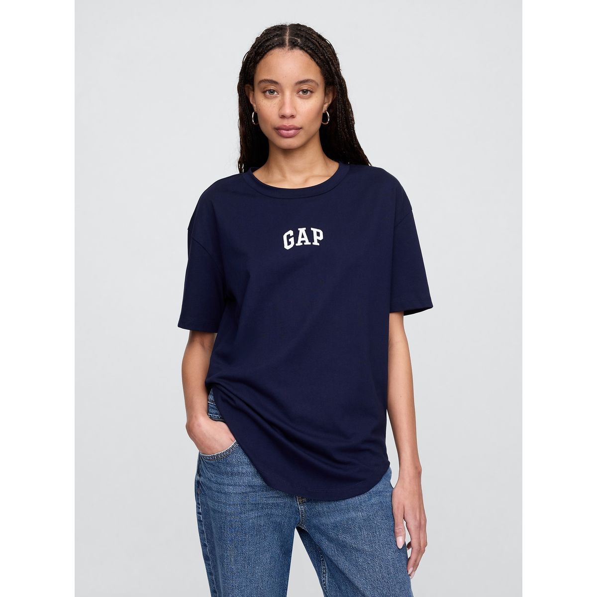 GAP - Polera Mujer Logo Oversized Manga Corta Azul Marino Gap