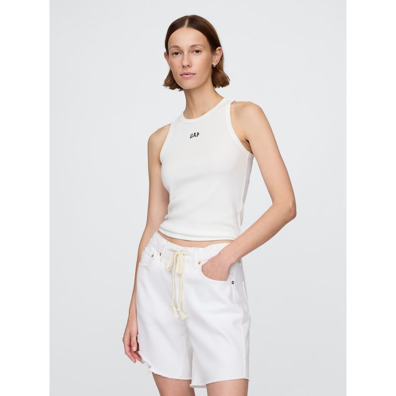 GAP - Polera Mujer Logo Halter Rib Sin Manga Blanco Gap