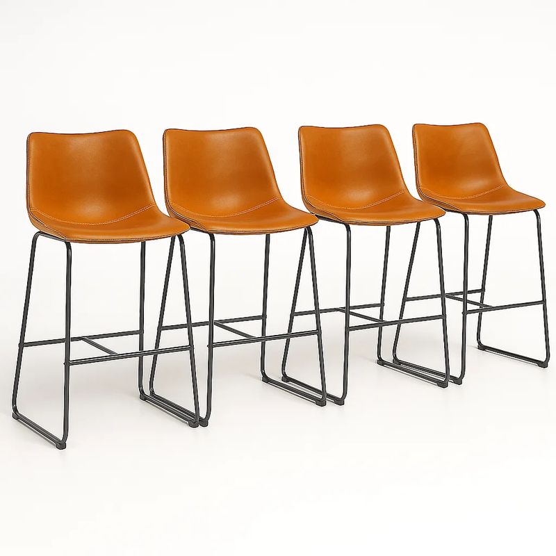 KLIK - Pack de 4 Taburetes de Bar Burgos de Cuero y Metal Industrial