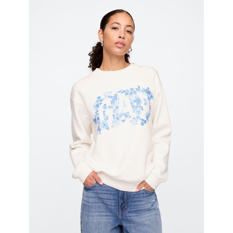 GAP - Polerón Mujer Logo Garden Crew Sin Cierre Blanco Gap