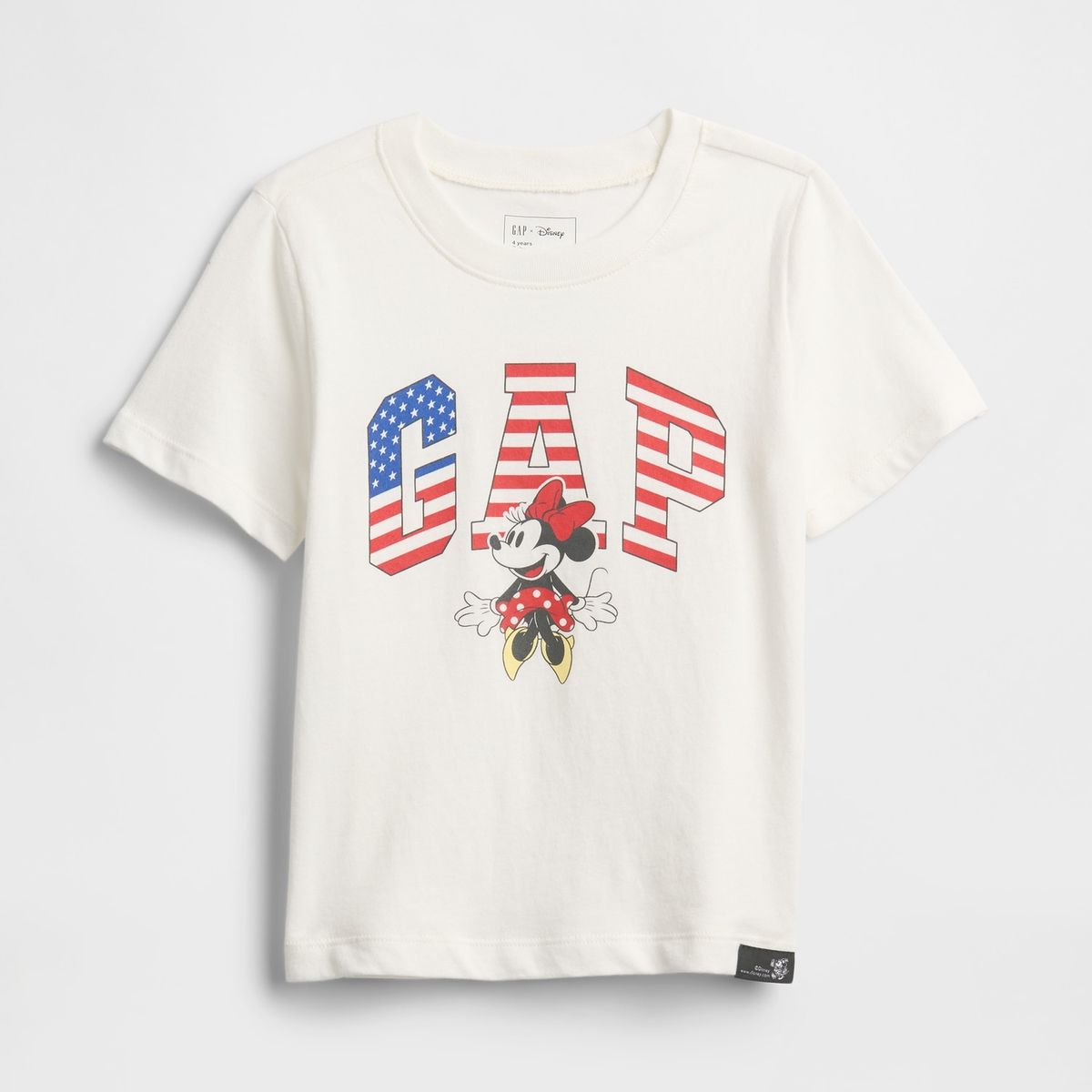 GAP - Polera Toddler Niña Minnie USA Manga Corta Blanco Gap