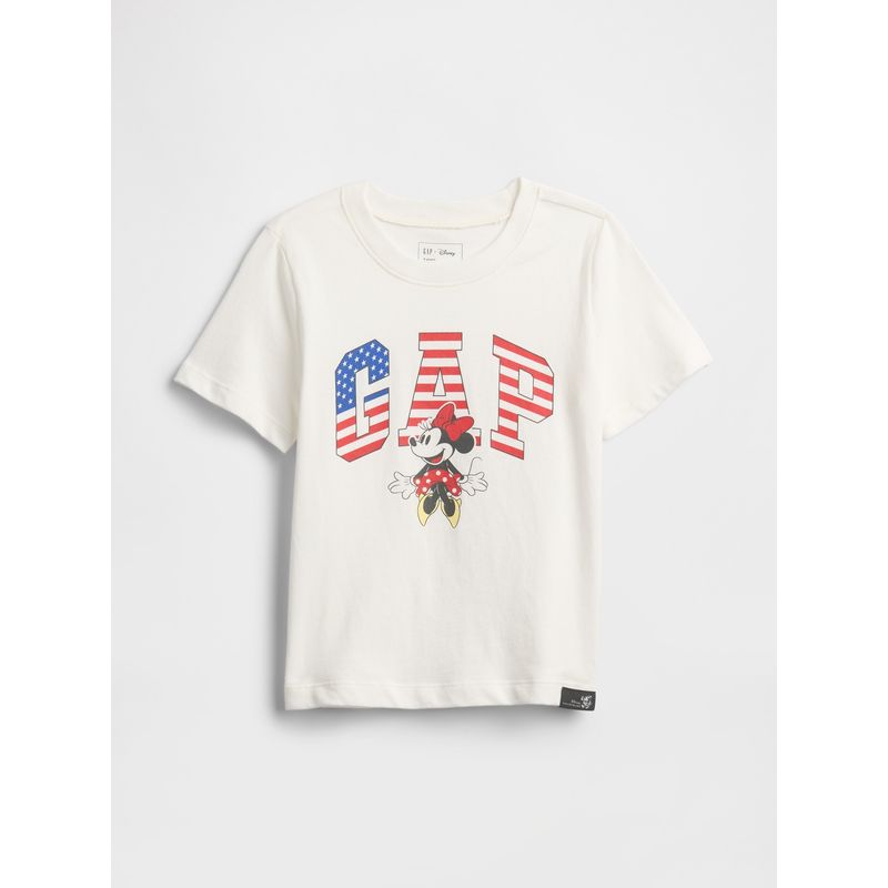 GAP - Polera Toddler Niña Minnie USA Manga Corta Blanco Gap