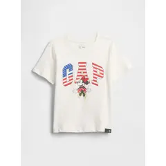 GAP - Polera Toddler Niña Minnie USA Manga Corta Blanco