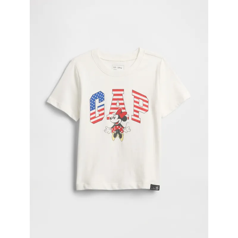 GAP - Polera Toddler Niña Minnie USA Manga Corta Blanco Gap
