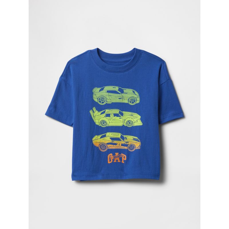 GAP - Polera Toddler Niño Hot Wheels Oversized Manga Corta Azul Gap