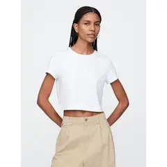 GAP - Polera Mujer Cropped Vintage Manga Corta Blanco