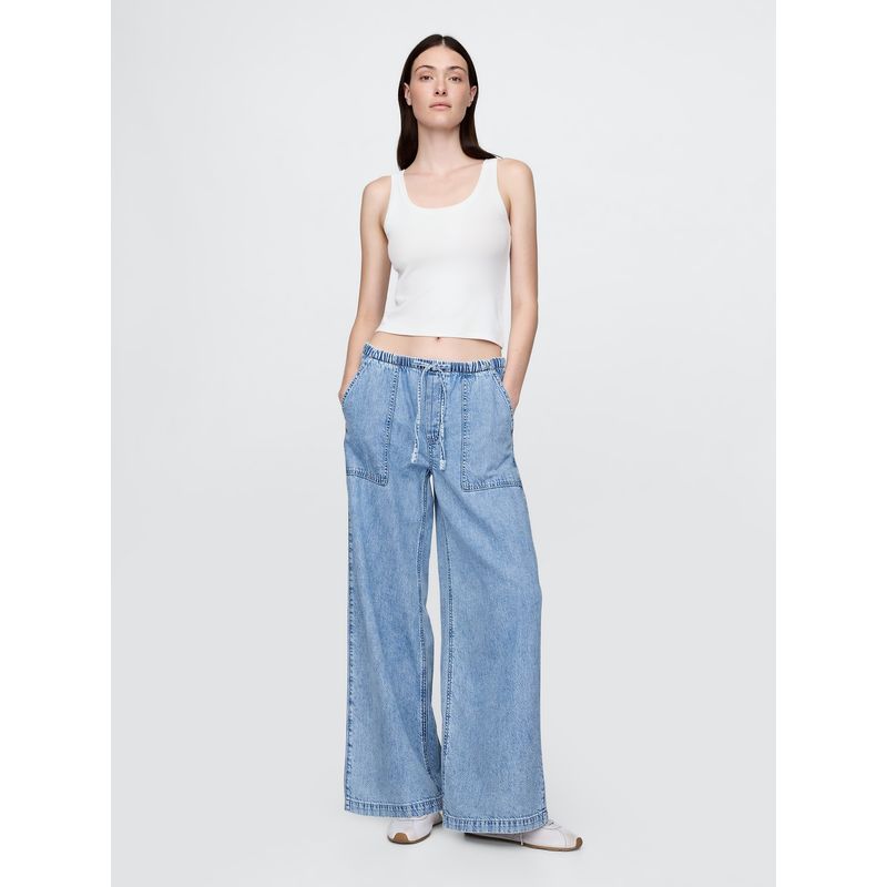 GAP - Pantalón Mujer Baggy Ultrasoft Light Celeste Gap