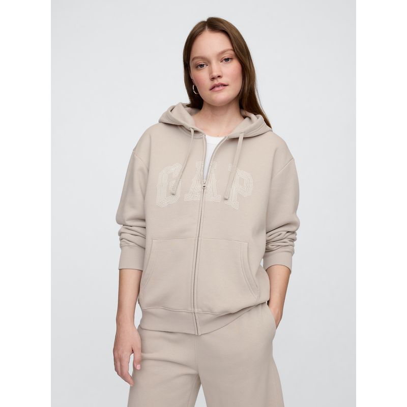 GAP - Polerón Mujer Light Logo Con Cierre Beige Gap