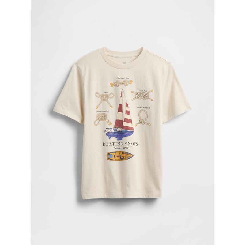 GAP - Polera Niño Boating Knots Manga Corta Beige Gap