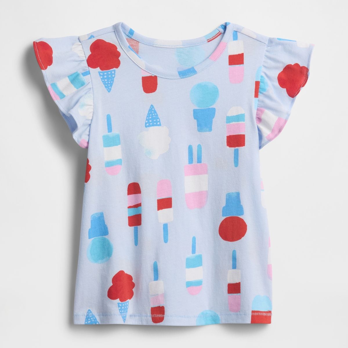 GAP - Polera Toddler Niña Print Vuelos Manga Corta Celeste Gap