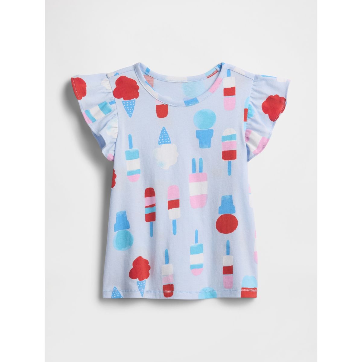 GAP - Polera Toddler Niña Print Vuelos Manga Corta Celeste Gap
