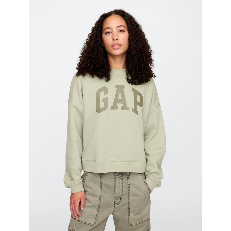 GAP - Polerón Mujer Logo Wedge Crew Sin Cierre Verde Gap