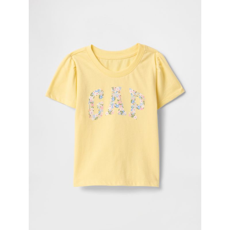 GAP - Polera Toddler Niña Logo Flowers Manga Corta Amarillo Gap