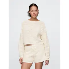 GAP - Sweater Mujer Crochet Boatneck Crop Beige