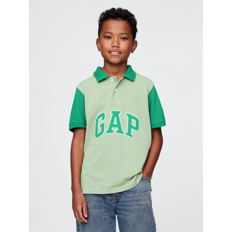GAP - Polera Niño Piqué Colorblock Manga Corta Verde Gap