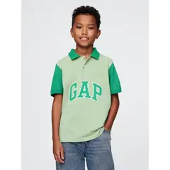 GAP - Polera Niño Piqué Colorblock Manga Corta Verde