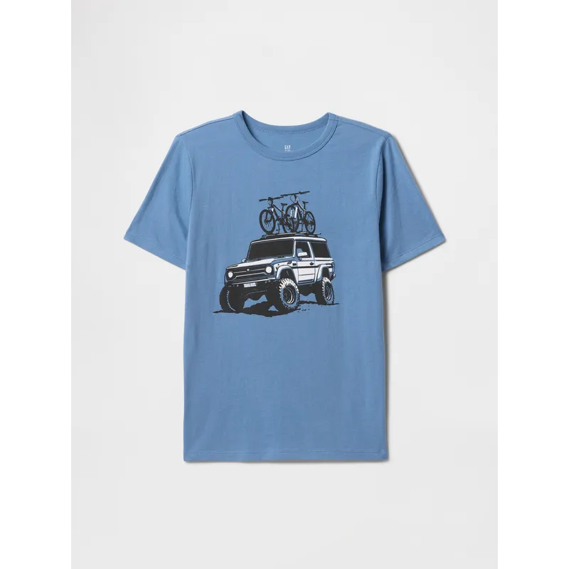 GAP - Polera Niño Van Bikes Manga Corta Azul Gap