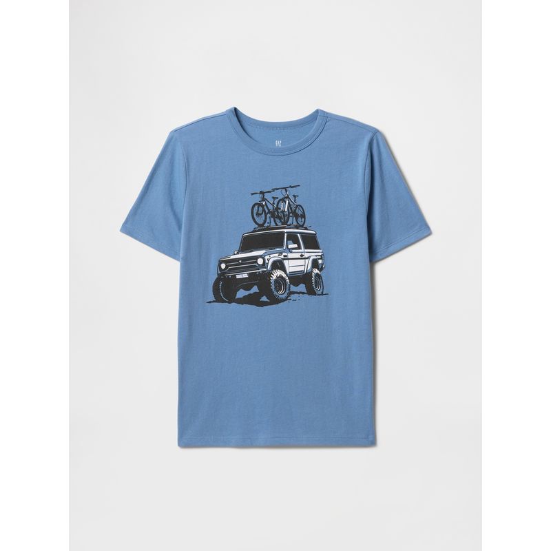 GAP - Polera Niño Van Bikes Manga Corta Azul Gap