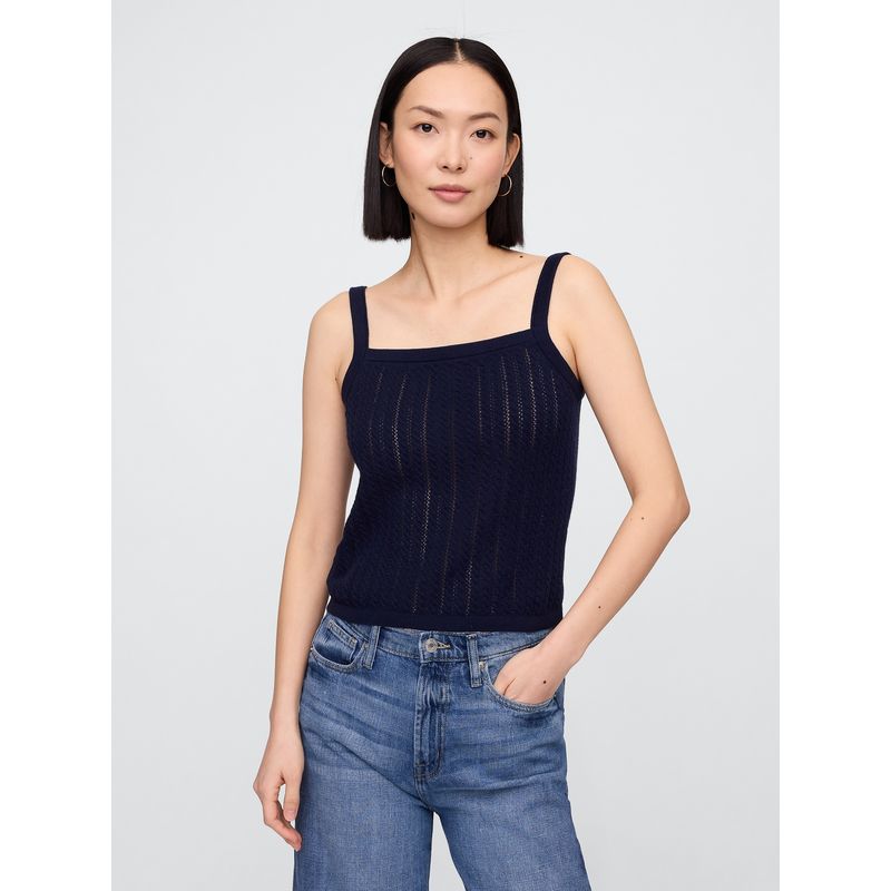 GAP - Polera Mujer Stitchy Sin Manga Azul Gap