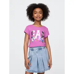 GAP - Polera Niña Logo Flowers Manga Corta Rosado