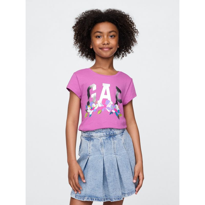 GAP - Polera Niña Logo Flowers Manga Corta Rosado Gap