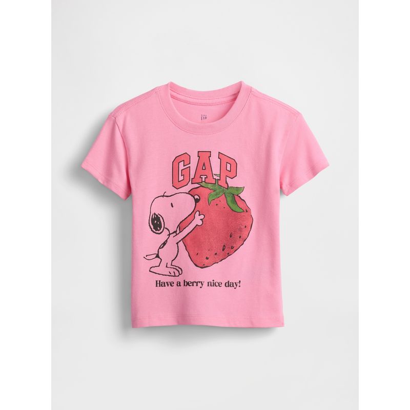 GAP - Polera Toddler Niña Snoopy Manga Corta Rosado Gap