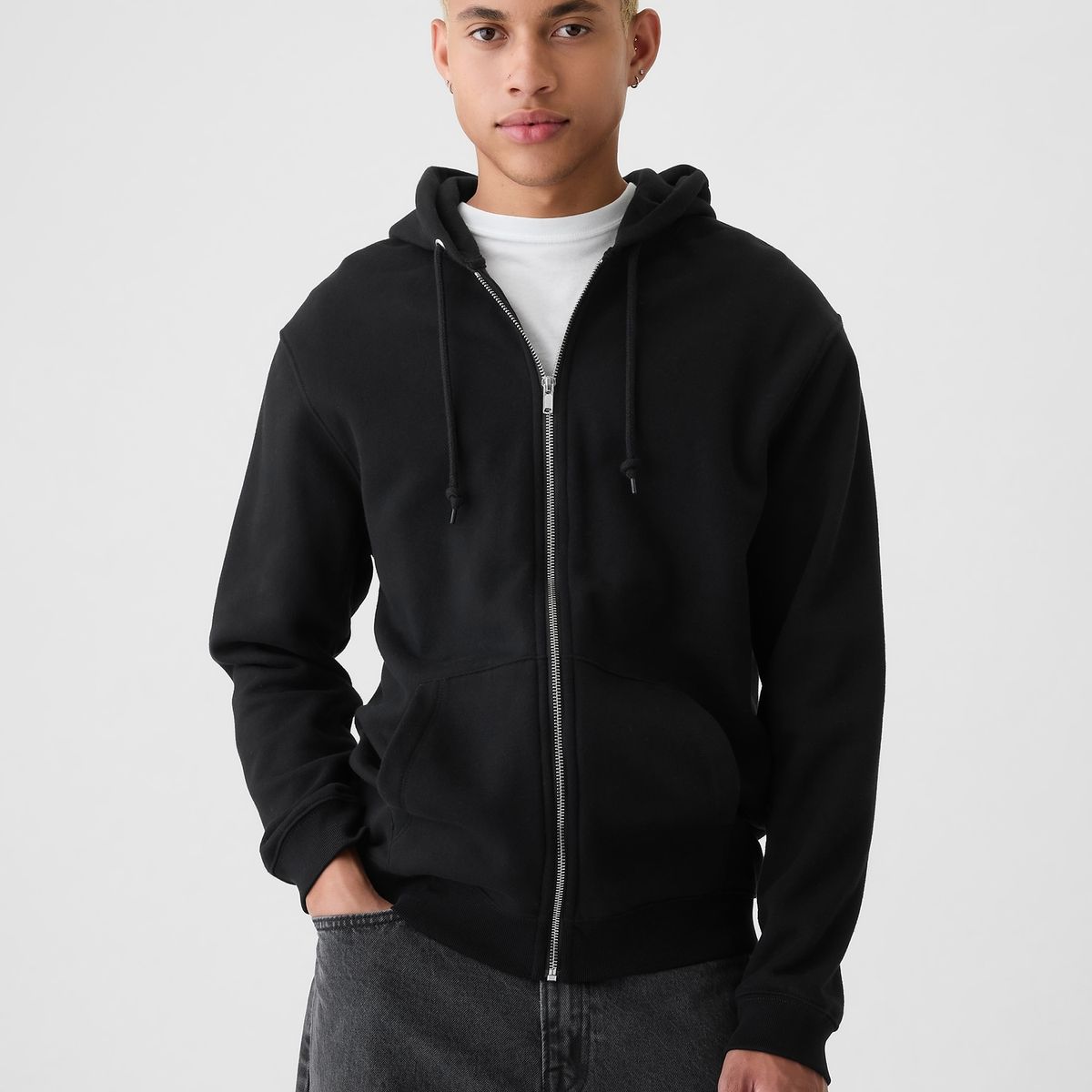 GAP - Polerón Hombre Fleece Con Cierre Negro Gap