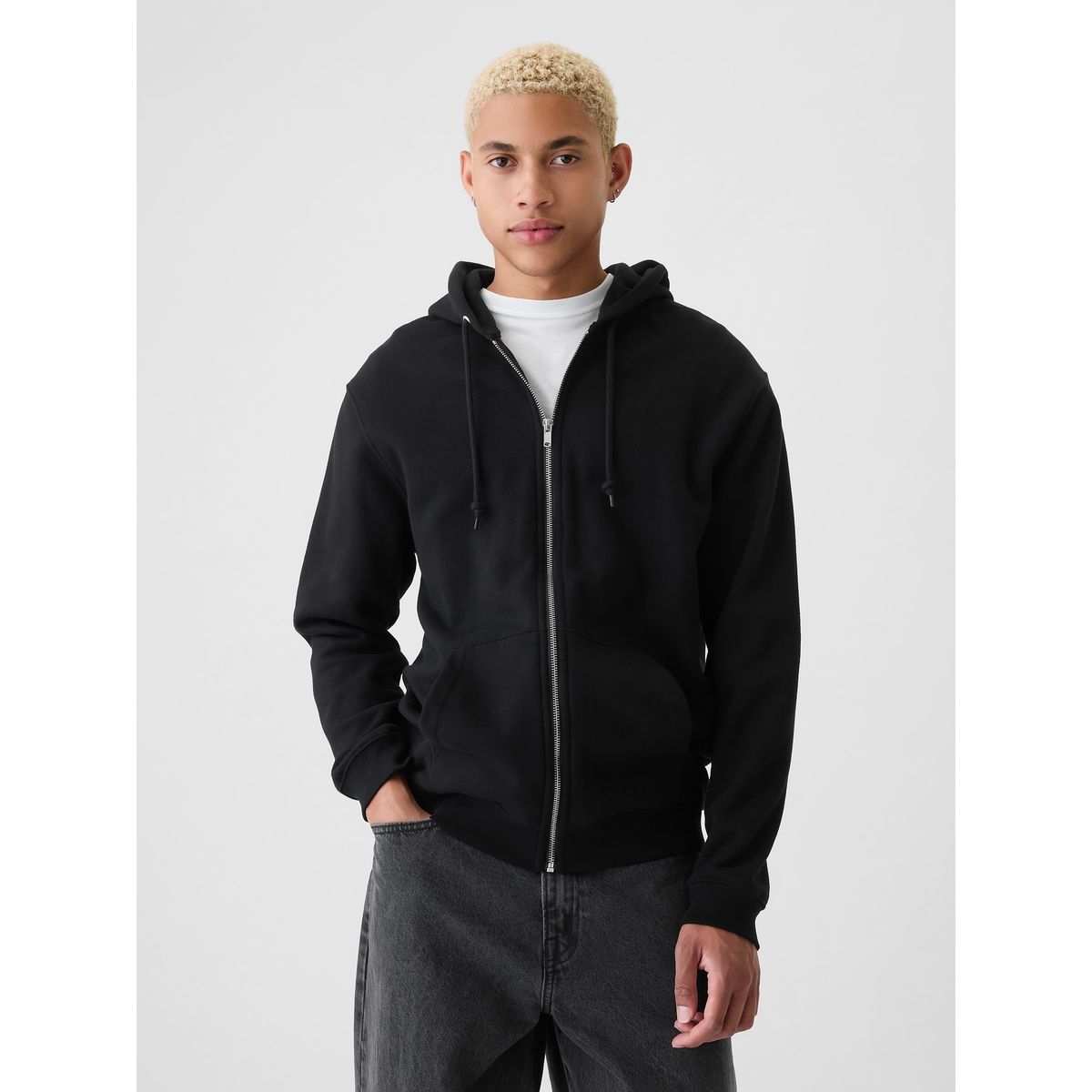 GAP - Polerón Hombre Fleece Con Cierre Negro Gap