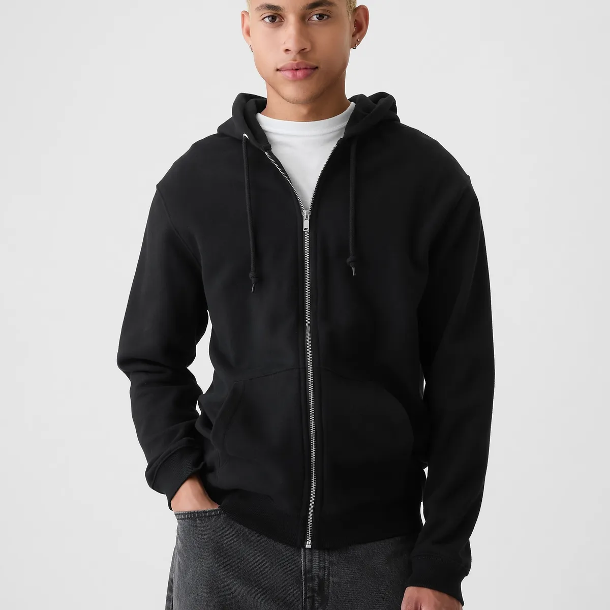GAP - Polerón Hombre Gap Fleece Con Cierre Negro