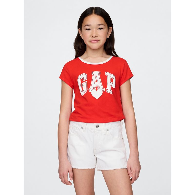 GAP - Polera Niña Logo Heart Manga Corta Rojo Gap