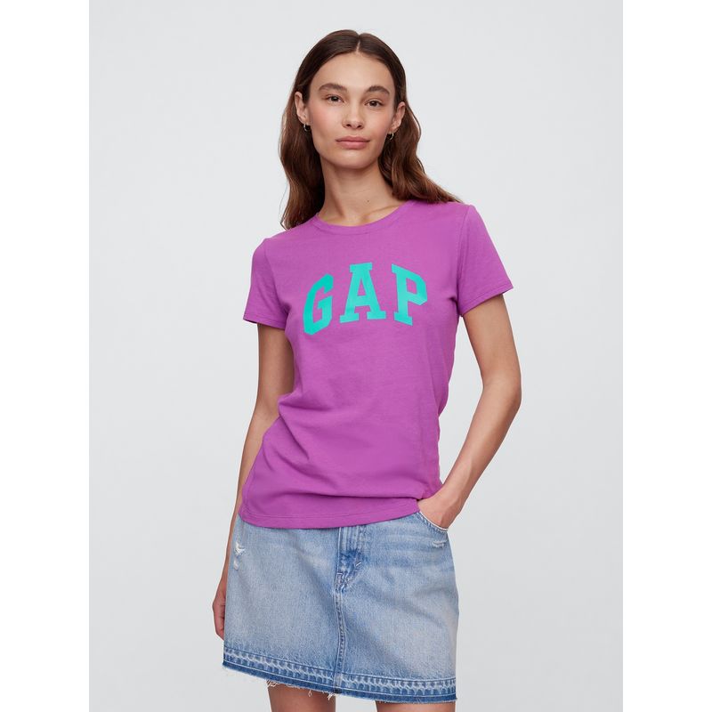 GAP - Polera Mujer Classic Logo V25 Manga Corta Morado Gap