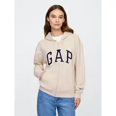 GAP - Polerón Mujer Logo Gorro Con Cierre Beige