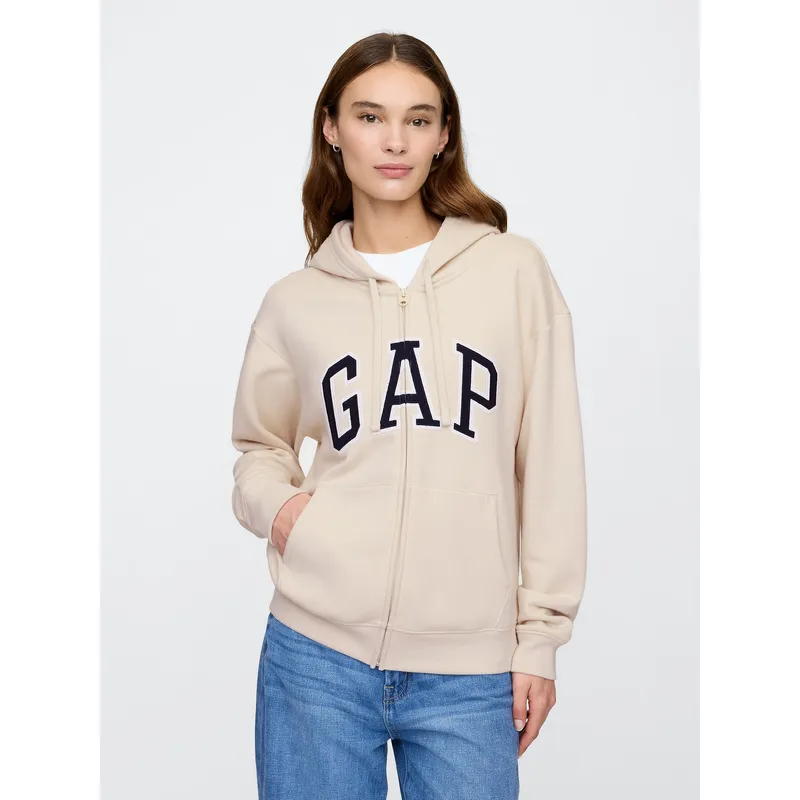 GAP - Polerón Mujer Logo Gorro Con Cierre Beige Gap