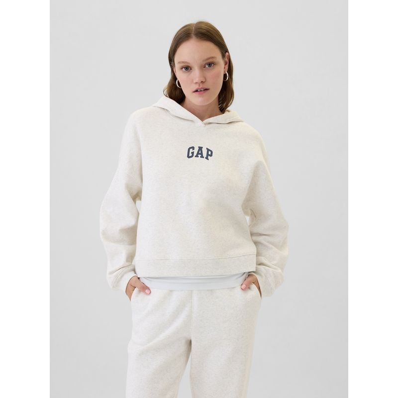 GAP - Polerón Mujer Logo Mini Cropped Sin Cierre Gris Gap